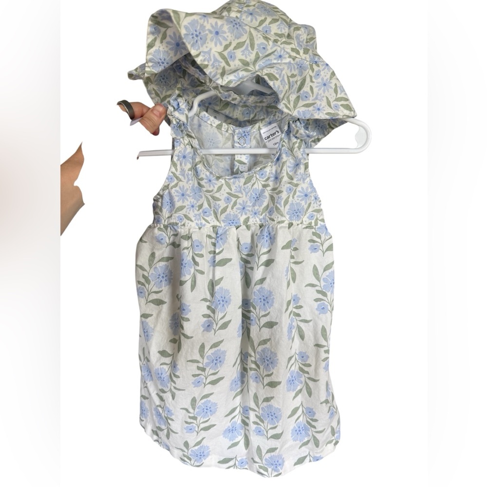 NWOT Carters floral dress with matching hat size 18m